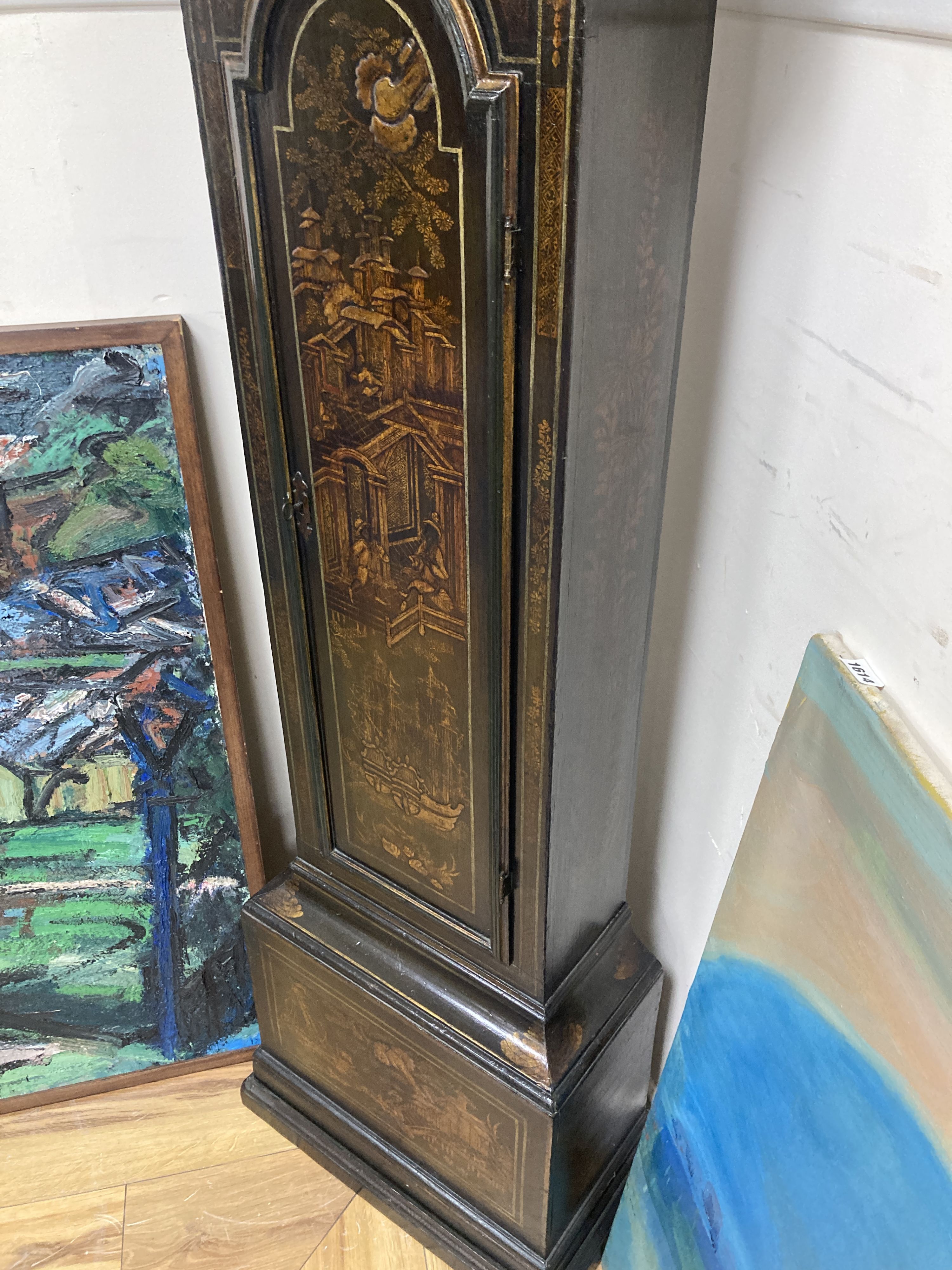 A lacquered eight-day long case clock, Richard Read, Chelmsford, height 232cm